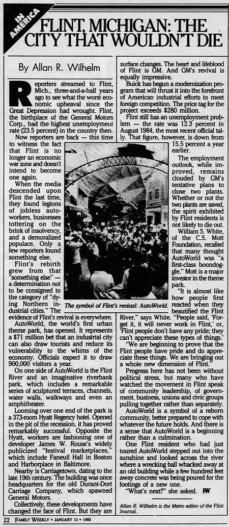 AutoWorld (Six Flags AutoWorld) - 1985 Article On Autoworld